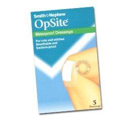 MEDICAZIONE POST OPERATORIA ADESIVA STERILE IN POLIURETANO SEMI PERMEABILE TRASPARENTE CON TAMPONE A BASSA ADERENZA OPSITE POST OP 9,5X8,5CM 5 PEZZI - Fontenova srl