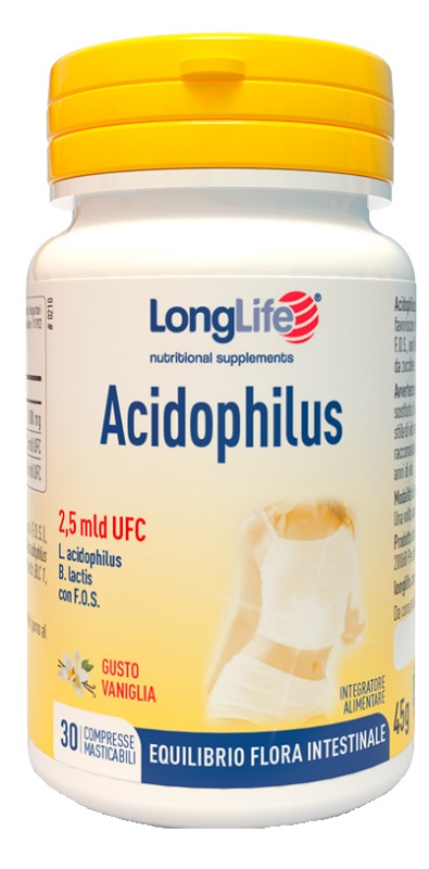 LONGLIFE ACIDOPHILUS 30 COMPRESSE MASTICABILI GUSTO VANIGLIA SENZA GLUTINE - Fontenova srl