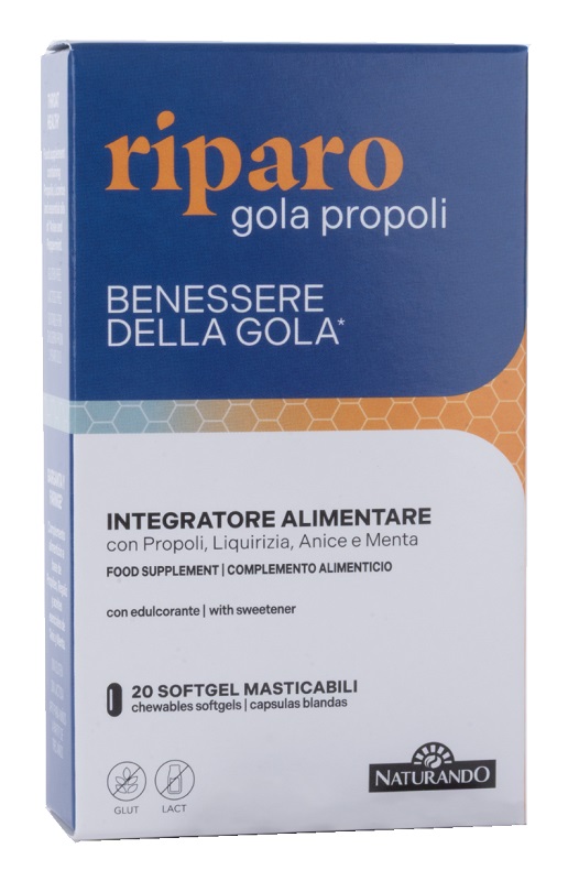 RIPARO GOLA PROPOLI 20 SOFTGEL MASTICABILI CON EDULCORANTE - Fontenova srl