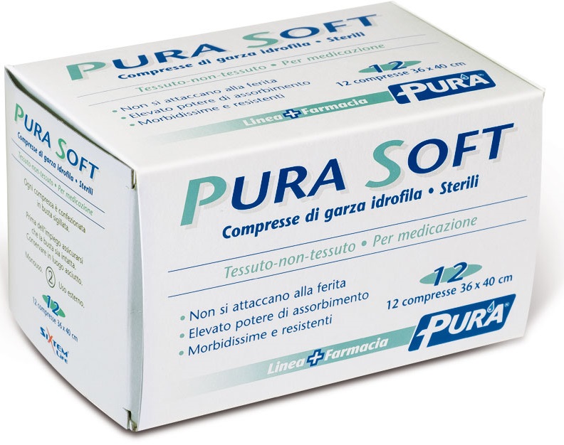 GARZA IN TESSUTO NON TESSUTO PURA SOFT 36X40CM 12 PEZZI - Fontenova srl