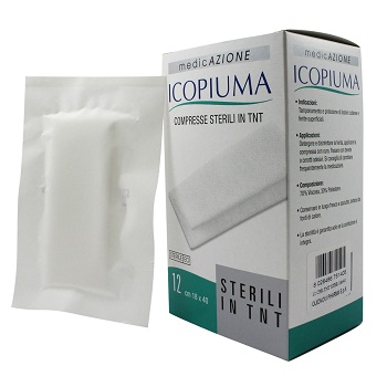 ICOPIUMA GARZA COMPRESSA IN TESSUTO NON TESSUTO ADESIVA 18X40 CM 12 PEZZI - Fontenova srl