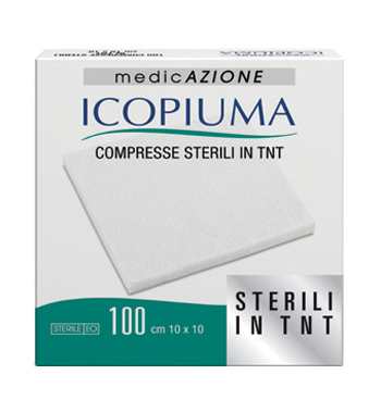 ICOPIUMA GARZA COMPRESSA IN TESSUTO NON TESSUTO ADESIVA 10X10 CM 100 PEZZI - Fontenova srl