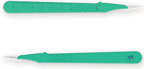BISTURI MONOUSO E STERILE NUMERO 11. LAMA IN ACCIAIO INOX SALDATA ALL'INTERNO DI UN MANICO IN ABS LEGGERO ED ERGONOMICO. ASSICURANO AFFILATURA E UN PERFETTO CONTROLLO DEL TAGLIO - Fontenova srl