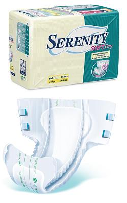 PANNOLONE PER INCONTINENZA SERENITY SOFTDRY FORMATO SUPER TAGLIA MEDIUM 30 PEZZI - Fontenova srl