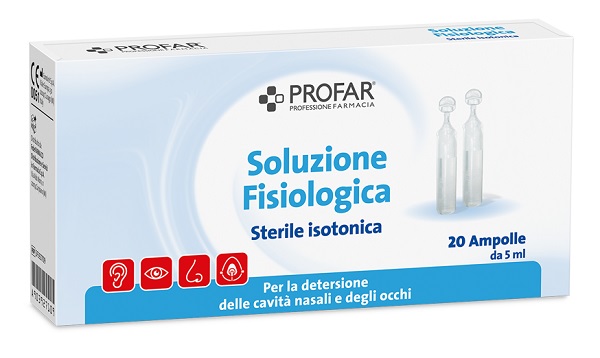 SOLUZIONE FISIOLOGICA STERILE ISOTONICA PROFAR 20 AMPOLLE DA 5 ML - Fontenova srl