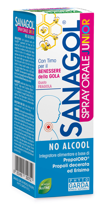 SANAGOL SPRAY JUNIOR PROPOLI FRAGOLA 20 ML - Fontenova srl