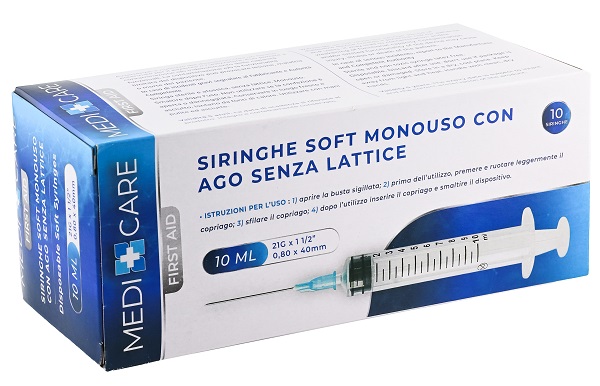 SIRINGA SOFT CAPACITA' 10ML AGO GAUGE 21 CONFEZIONE 10 PEZZI GAMMADIS - Fontenova srl