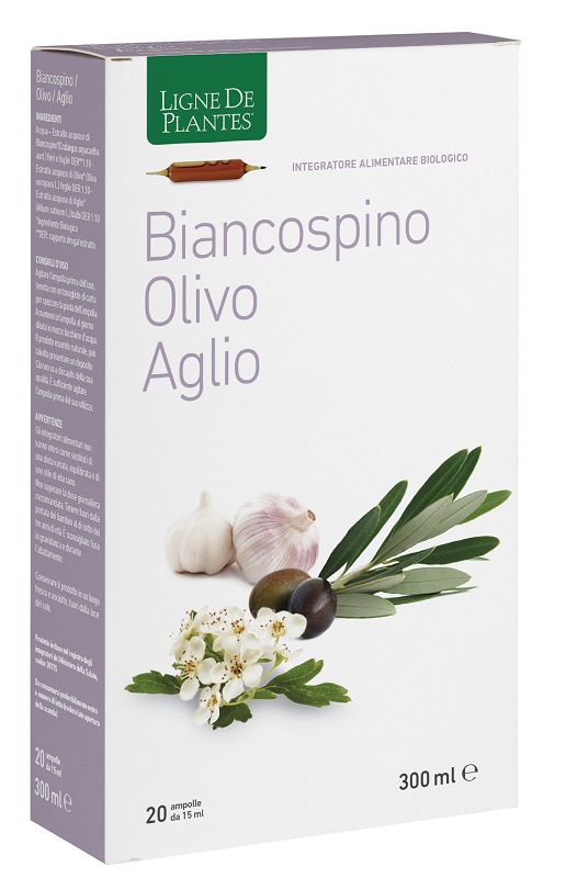 BIANCOSPINO OLIVO AGLIO BIOLOGICO 20 AMPOLLE BEVIBILI DA 15 ML - Fontenova srl