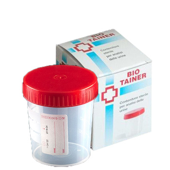 CONTENITORE PER URINA BIO TAINER GRADUATO CON SUPERFICIE DI SCRITTURA CON TAPPO A VITE CAPACITA' 120ML 1 PEZZO - Fontenova srl
