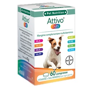 ATTIVO TABS ASTUCCIO DA 60 COMPRESSE ALTAMENTE APPETIBILI - Fontenova srl