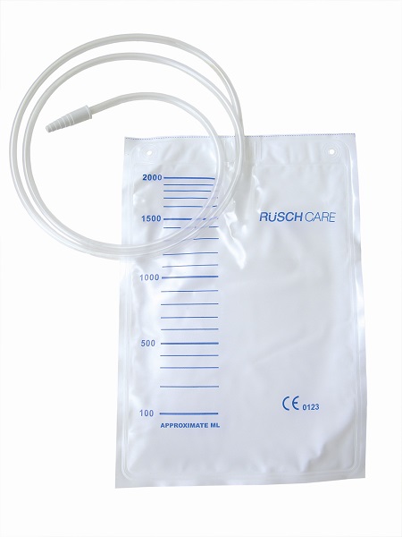 SACCA DI DRENAGGIO LETTO PER INCONTINENZA 2000ML IN PVC CON TUBO DI RACCORDO 130CM DIAMETRO 5X7MM MONOUSO 200 PEZZI - Fontenova srl