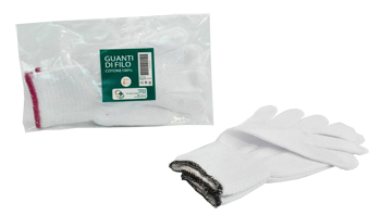GUANTO DI FILO COTONE 100% BIANCO PER ALLERGIE DERMATOLOGICHE 9 1 PAIO - Fontenova srl