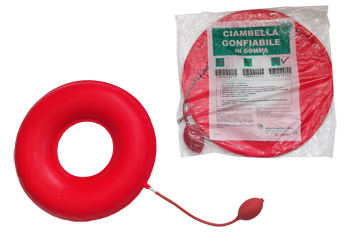 CIAMBELLA GONFIABILE PER INVALIDI IN GOMMA ROSSA TEAM DELUXE CON POMPA 45CM DIAMETRO - Fontenova srl
