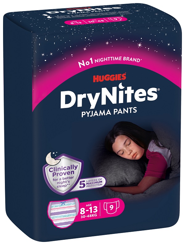 PANNOLINO HUGGIES DRYNITES 8/13 ANNI GIRL L 30/48KG 9 PEZZI - Fontenova srl