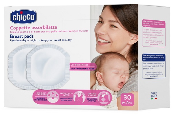 CHICCO COPPETTA ASSORBILATTE ANTIBATTERICA 30 PEZZI - Fontenova srl