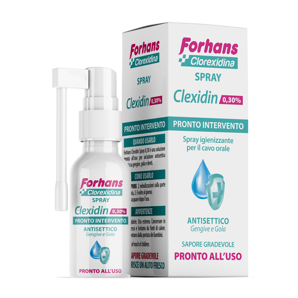 COLLUTORIO SPRAY CON CLOREXIDINA FORHANS CLEXIDIN 50ML - Fontenova srl