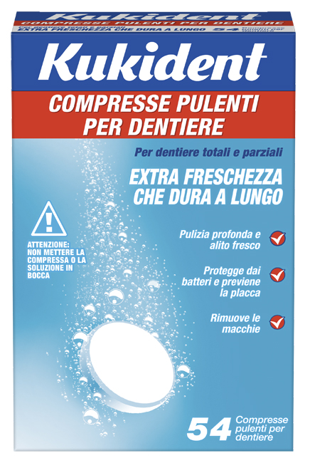 KUKIDENT CLEANSER FRESCH 54 COMPRESSE PULIZIA PROTESI DENTARIE - Fontenova srl