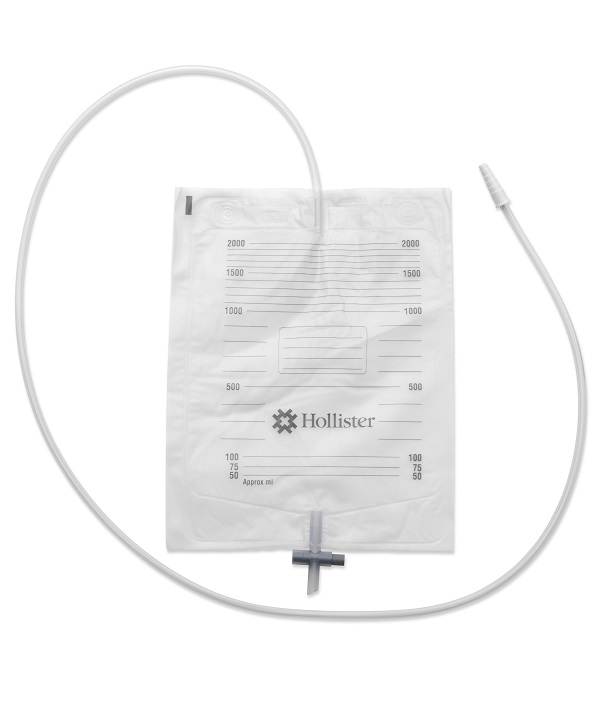 SACCA URINA DA LETTO HOLLISTER VOLUME 2 LITRI CON SISTEMA ANTIREFLUSSO E RUBINETTO DI SCARICO TUBO IN PVC 90CM 30 PEZZI - Fontenova srl