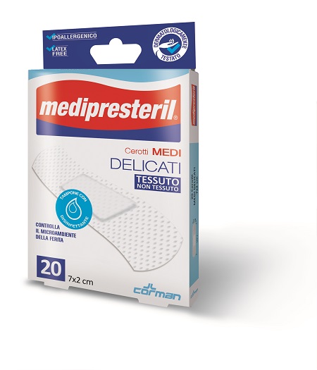 CEROTTO MEDIO MEDIPRESTERIL DELICATO TNT 7X2CM 20 PEZZI - Fontenova srl