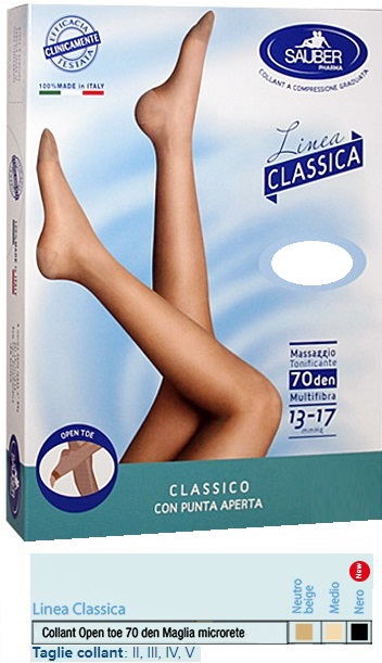 SAUBER COLLANT OPEN TOE MAGLIA MICRORETE 70 DEN COLORE MEDIO 3 LINEA CLASSICA - Fontenova srl