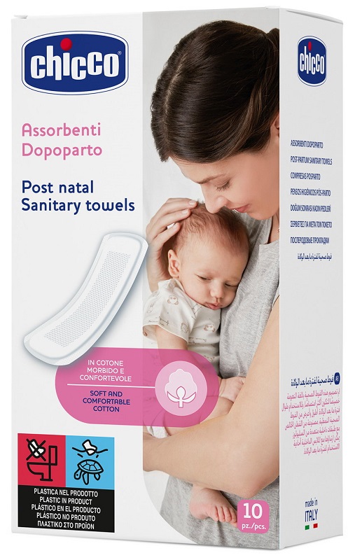 CHICCO MAMMA DONNA ASSORBENTI POSTPARTO COTONE 10 PEZZI - Fontenova srl