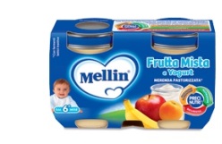 MELLIN MERENDA YOGURT FRUTTA MISTA 120 G X 2 PEZZI - Fontenova srl