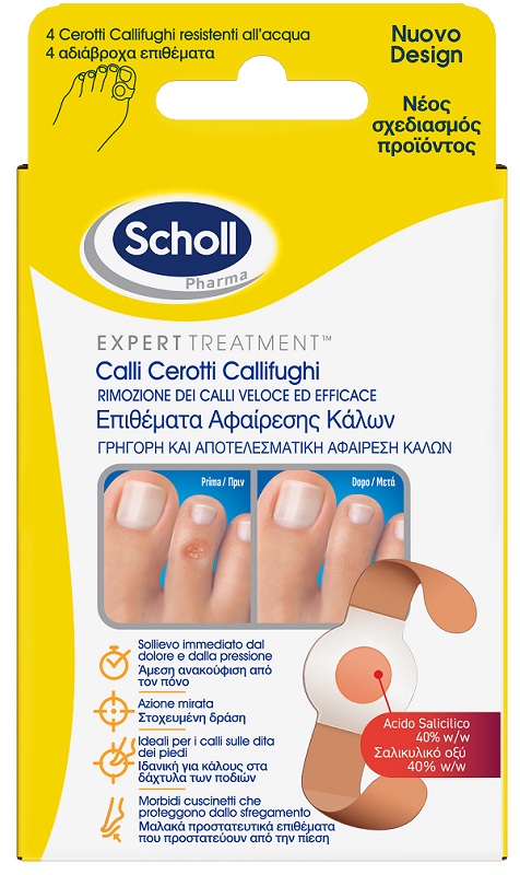 CEROTTO CALLIFUGO TRATTAMENTO RIMOZIONE/PROTEZIONE CALLI 4 CEROTTI IDROREPELLENTI + 4 DISCHETTI CALLIFUGHI - Fontenova srl