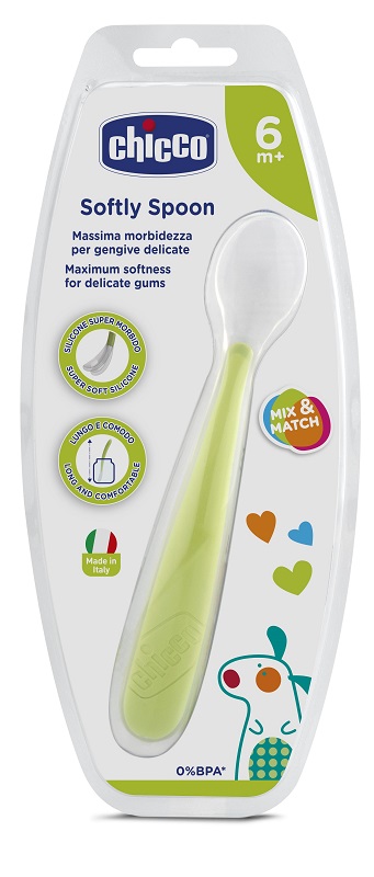 CHICCO CUCCHIAIO MORBIDO SILICONE 6M+ VERDE UP - Fontenova srl