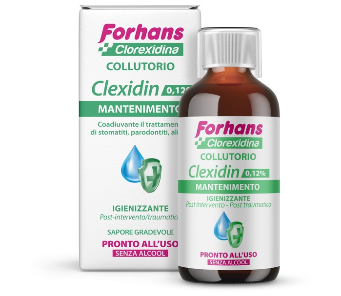 FORHANS COLLUTORIO CON CLOREXIDINA 0,12 CLEXIDIN SENZA ALCOOL 200 ML - Fontenova srl
