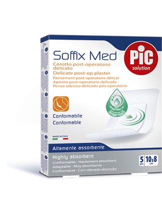 CEROTTO PIC SOFFIX MED IN TNT CON TAMPONE CENTRALE ASSORBENTE STERILE MONOUSO 10X8 CM ANTIBATTERICO 5 PEZZI - Fontenova srl