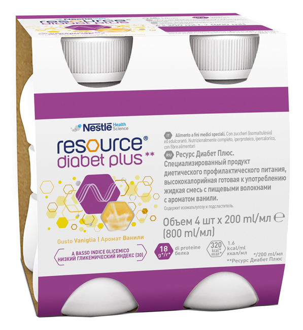 RESOURCE DIABET PLUS VANIGLIA 4 X 200 ML - Fontenova srl