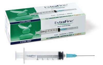 SIRINGA EXTRAFINE 5 ML GAUGE 23 0,60X30MM 10 PEZZI - Fontenova srl
