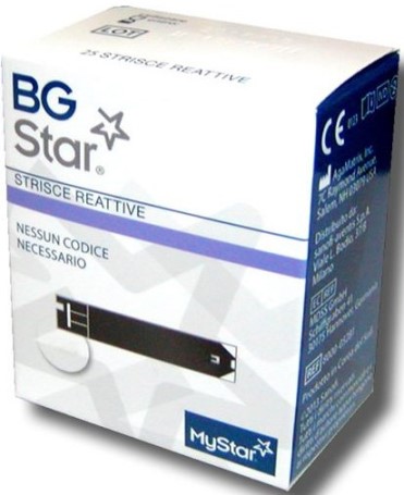 STRISCE REATTIVE MISURAZIONE GLICEMIA BGSTAR MYSTAR 25 PEZZI - Fontenova srl