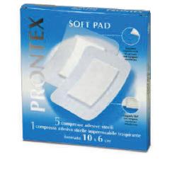 GARZA COMPRESSA PRONTEX SOFT PAD 10X6 CM 6 PEZZI (5 TNT + 1 IMPERMEABILE AQUA PAD) - Fontenova srl