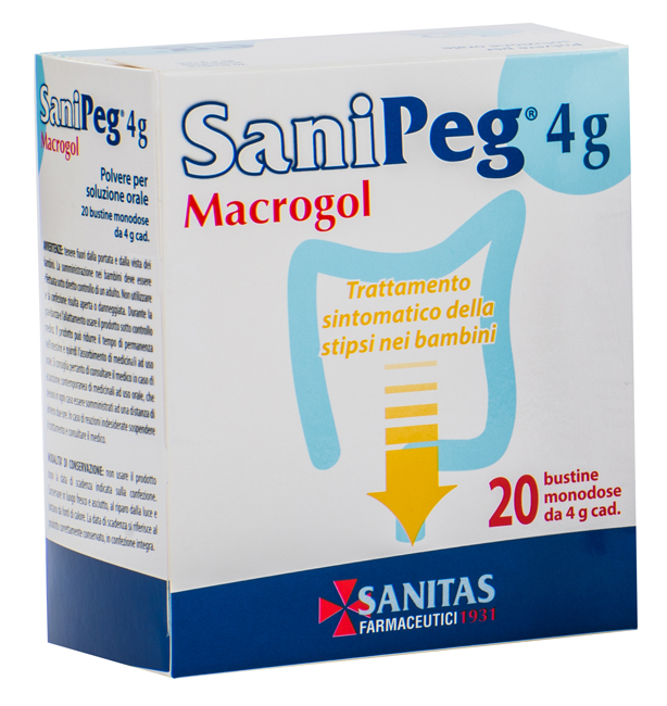 SANIPEG MACROGOL POLVERE PER SOLUZIONE ORALE 20 BUSTINE DA 4 G - Fontenova srl