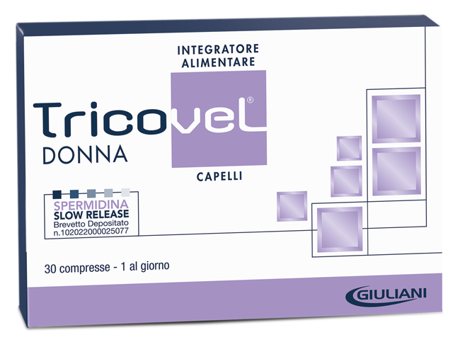 TRICOVEL DONNA INTEGRATORE ALIMENTARE CON NUTRIENTI SPECIFICI PER CAPELLI 30 COMPRESSE - Fontenova srl