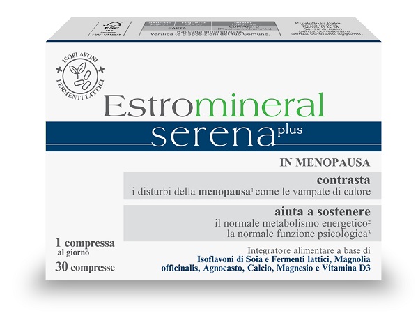 ESTROMINERAL SERENA PLUS 30 COMPRESSE SENZA GLUTINE SENZA LATTOSIO SENZA CONSERVANTI SENZA COLORANTI AGGIUNTI - Fontenova srl