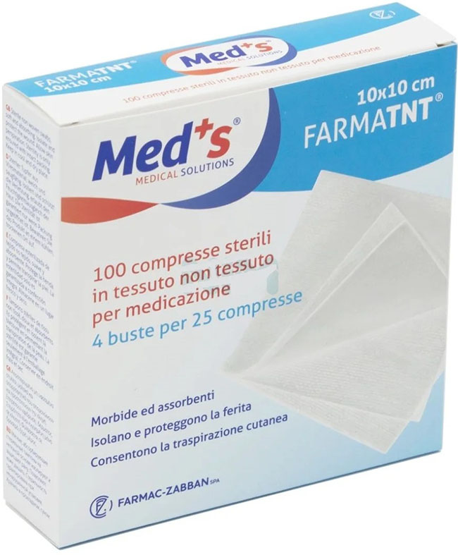 GARZA COMPRESSA MEDS TESSUTO NON TESSUTO 10X10CM 100 PEZZI - Fontenova srl