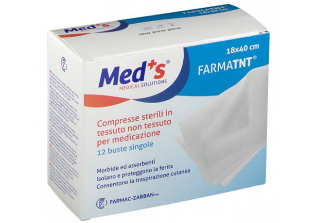 GARZA COMPRESSA MEDS TESSUTO NON TESSUTO 18X40CM 12 PEZZI - Fontenova srl