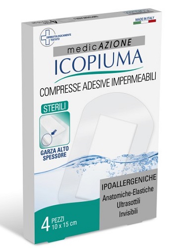 ICOPIUMA GARZA COMPRESSA MEDICATA POSTOPERATORIA 10X15 CM 4 PEZZI - Fontenova srl