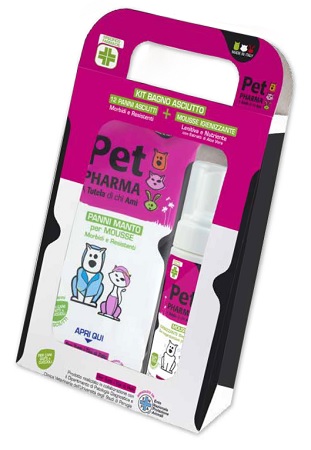 PET IN PHARMA KIT BAGNO ASCIUTTO 12 PANNI + 1 MOUSSE IGIENIZZANTE - Fontenova srl