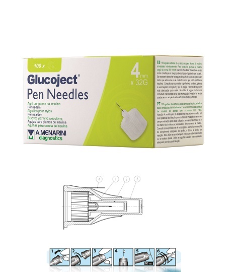 AGO PER PENNA DA INSULINA GLUCOJECT LUNGHEZZA 4 MM GAUGE 32 100 PEZZI - Fontenova srl