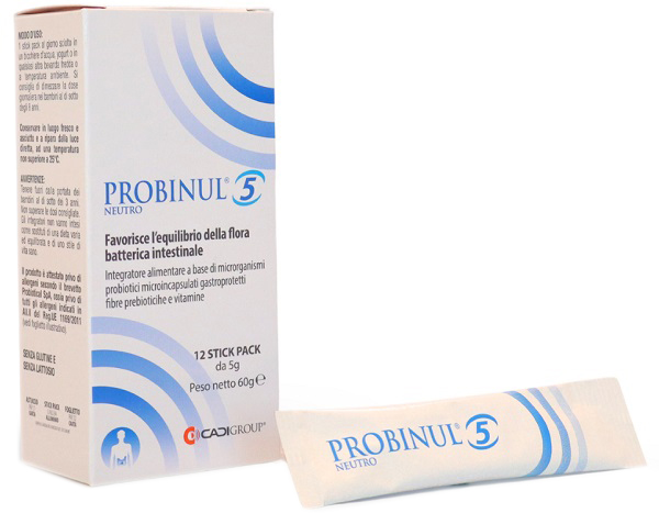 PROBINUL 5 NEUTRO 12 STICK PACK 5 G SENZA GLUTINE SENZA LATTOSIO - Fontenova srl