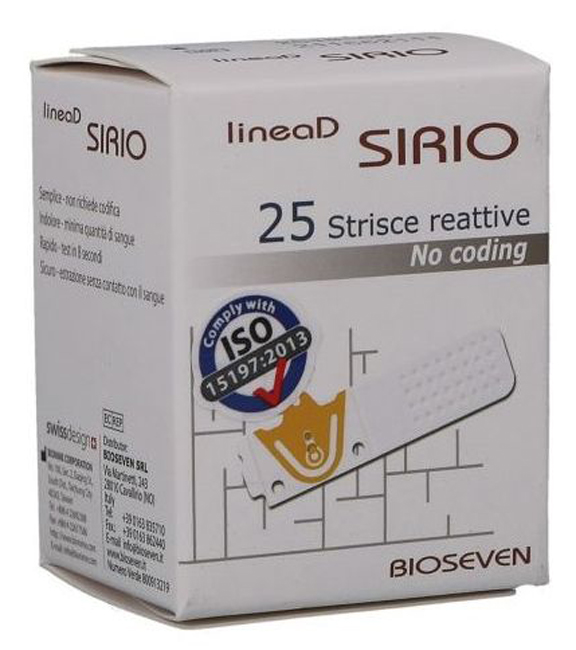 STRISCE MISURAZIONE GLICEMIA LINEA D SIRIO 25 PEZZI - Fontenova srl