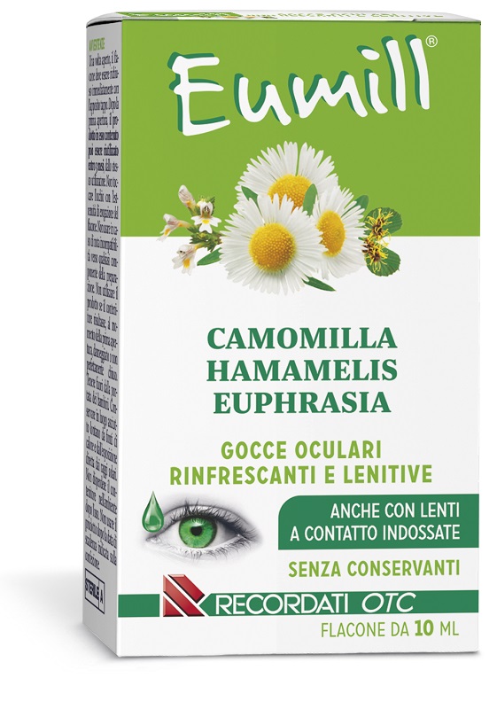 EUMILL CAMOMILLA HAMAMELIS EUPHRASIA GOCCE OCULARI RINFRESCANTI E LENITIVE ANCHE CON LENTI A CONTATTO INDOSSATE SENZA CONSERVANTI 10 ML - Fontenova srl
