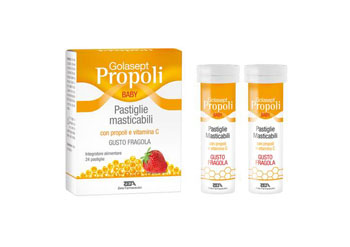 GOLASEPT PROPOLI BABY 24 COMPRESSE MASTICABILI FRAGOLA - Fontenova srl