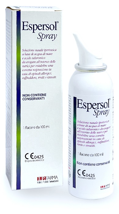 SOLUZIONE NASALE ESPERSOL SPRAY IPERTONICA A BASE DI ACQUA DI MARE E ACIDO IALURONICO 0,02% 100ML - Fontenova srl
