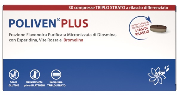 POLIVEN PLUS 30 COMPRESSE TRIPLO STRATO SENZA GLUTINE NATURALMENTE PRIVO DI LATTOSIO - Fontenova srl