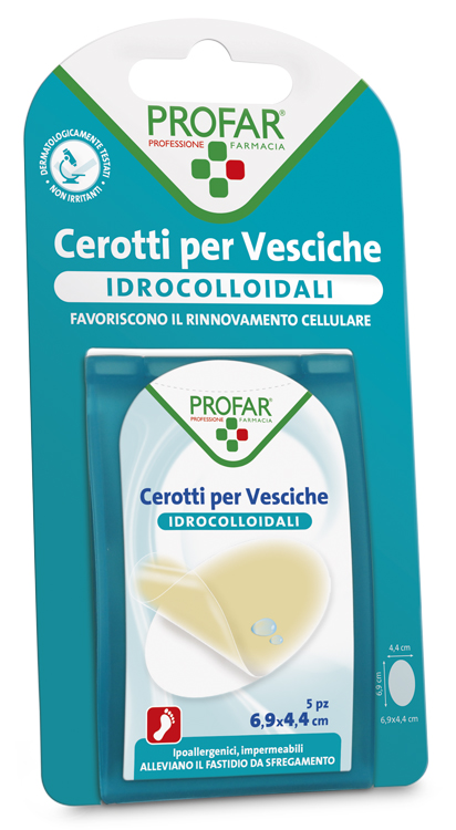 CEROTTO VESCICHE IDROCOLLOIDALE PROFAR 6,9X4,4 5 PEZZI - Fontenova srl