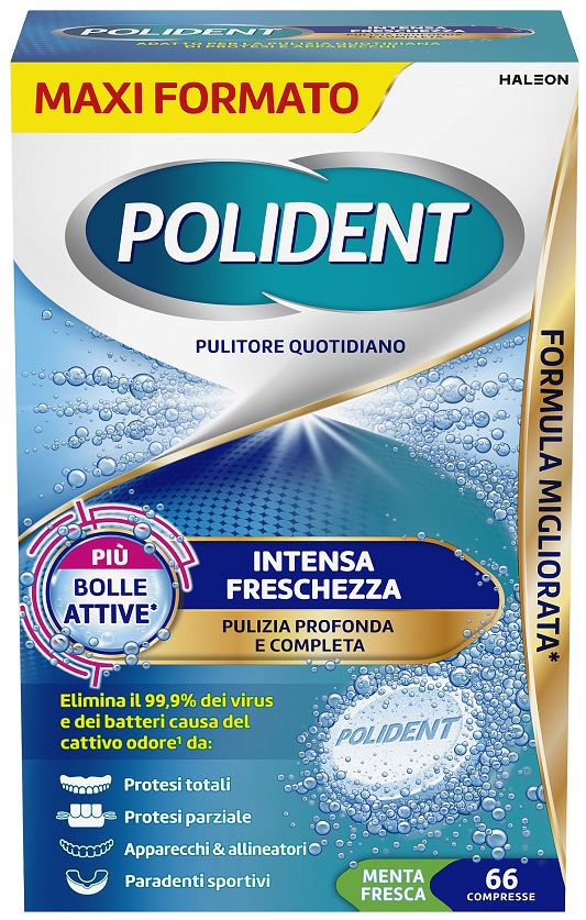 POLIDENT INTENSA FRESCHEZZA PULITORE QUOTIDIANO 66 COMPRESSE - Fontenova srl